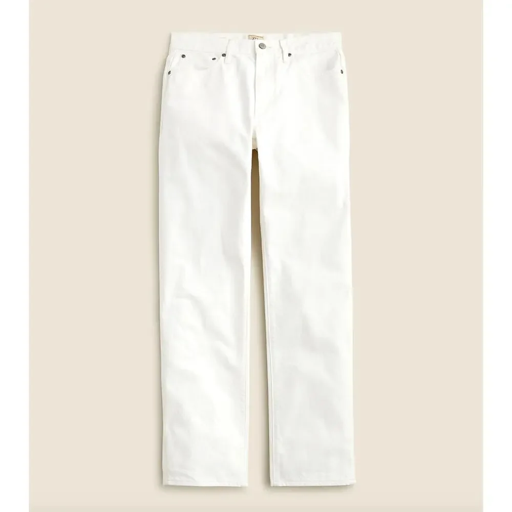 J.Crew Classic Jean White Rigid Denim Relaxed Straight Mens W 34 L 34 NWT